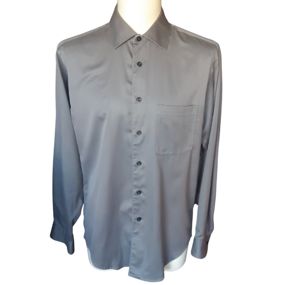 Jhane Barnes SZ 15.5 Modern Fit Grey Cotton Men's Button Up Shirt  ⚡️3 for $35⚡️